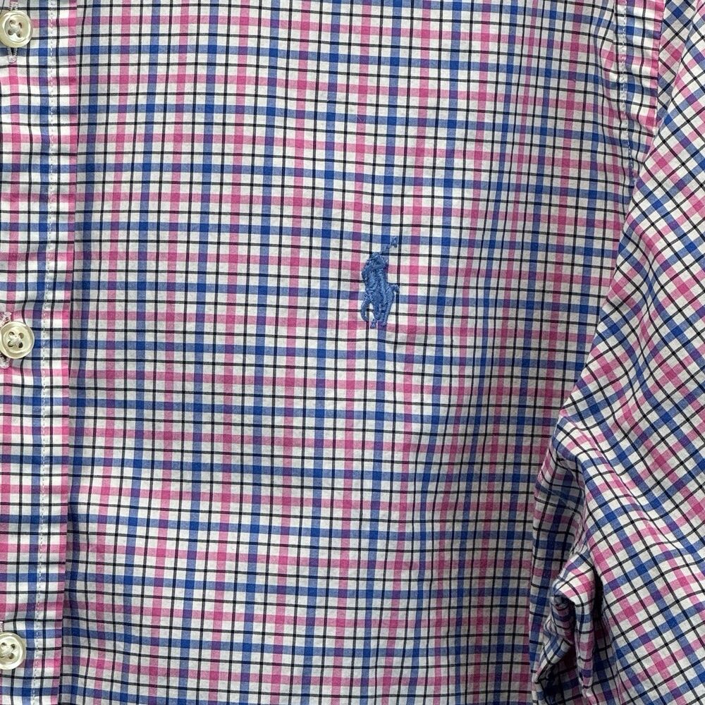 Ralph Lauren Mens L Pink Blue Gingham Button Shirt Cotton Classic Preppy Money